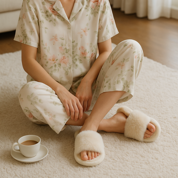 Women’s fluffy house slippers - alternate product view