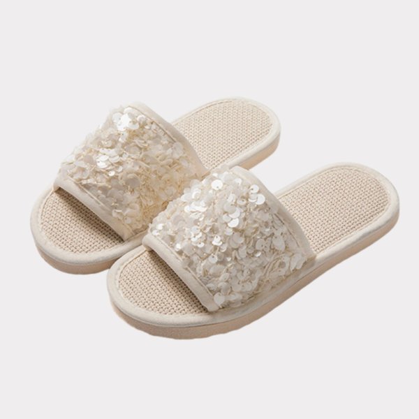 Women’s sequin open-toe slide slippers - main product view