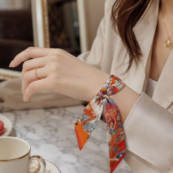 Silk Twilly Scarf – Versatile Hair Neck & Bag Accessory