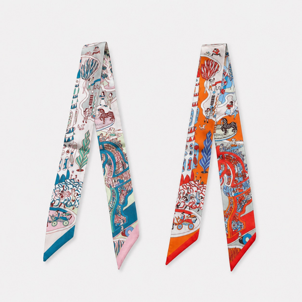 Silk Twilly Scarf – Versatile Hair Neck & Bag Accessory