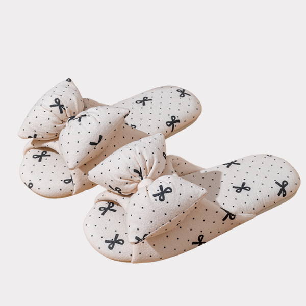 Cotton Bow House Slippers – Soft Everyday Comfort