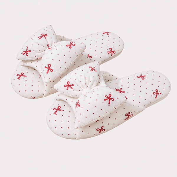Cotton Bow House Slippers – Soft Everyday Comfort