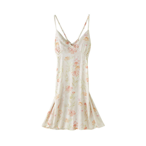Botanical floral slip dress flat lay