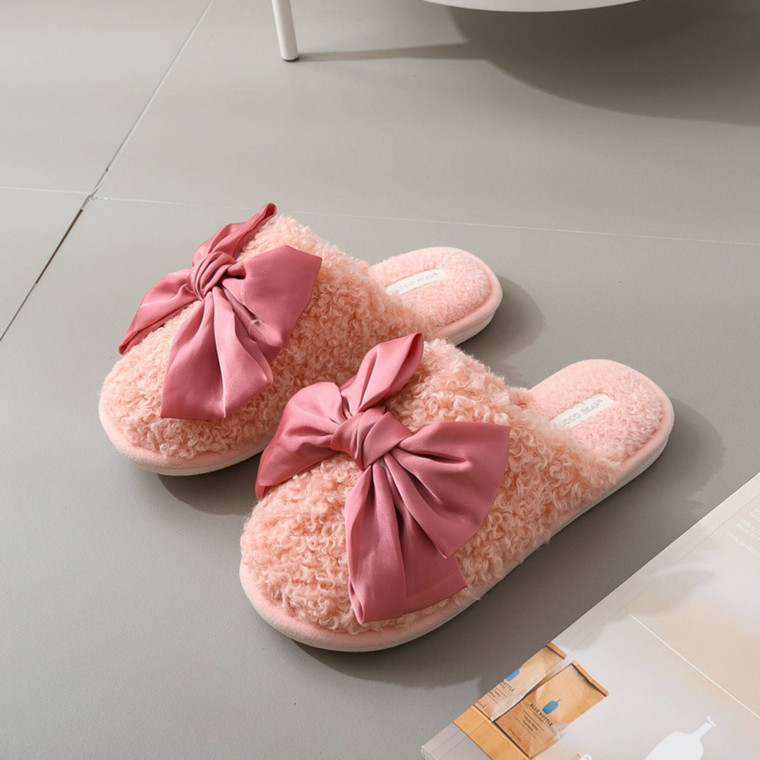 Women Closed-toe  Slippers with Bowknot| Bridesmaid Slippers