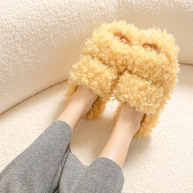 Women Fashion Open Toe House Slippers Plush Slippers YZA009