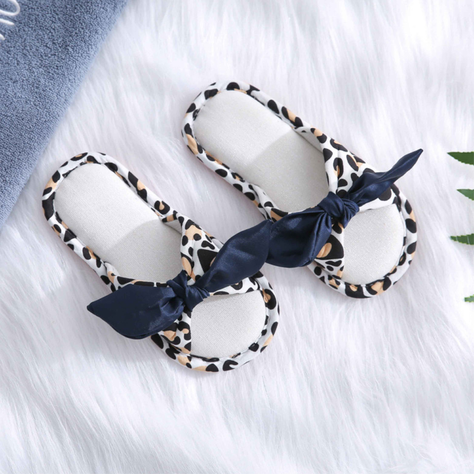 Women Stylish Bow-knot Animal Print Slippers, Mama & Daughter Slippers
