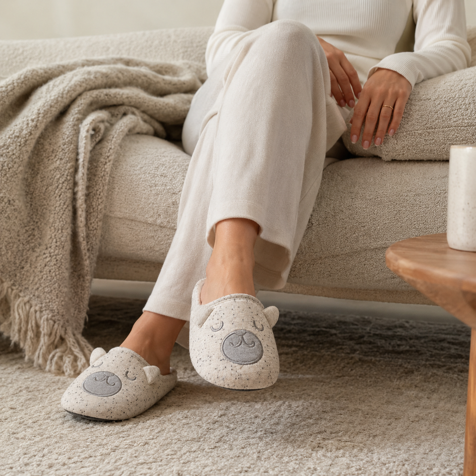 Sleepy Bear Closed-Toe Slippers – Soft Everyday House Comfort