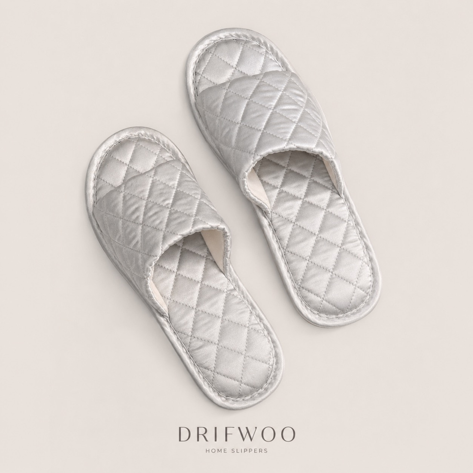 Quilted Satin House Slippers – Lightweight Indoor Comfort