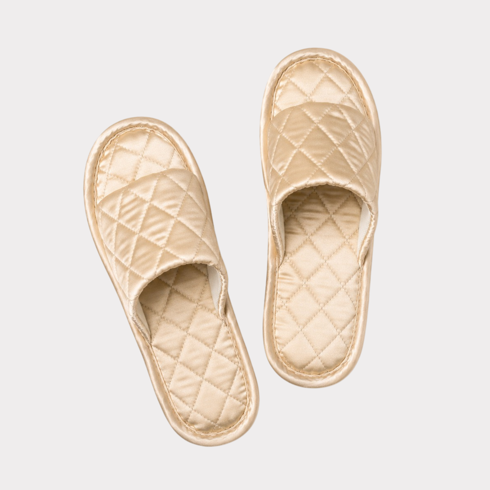 Quilted Satin House Slippers – Lightweight Indoor Comfort