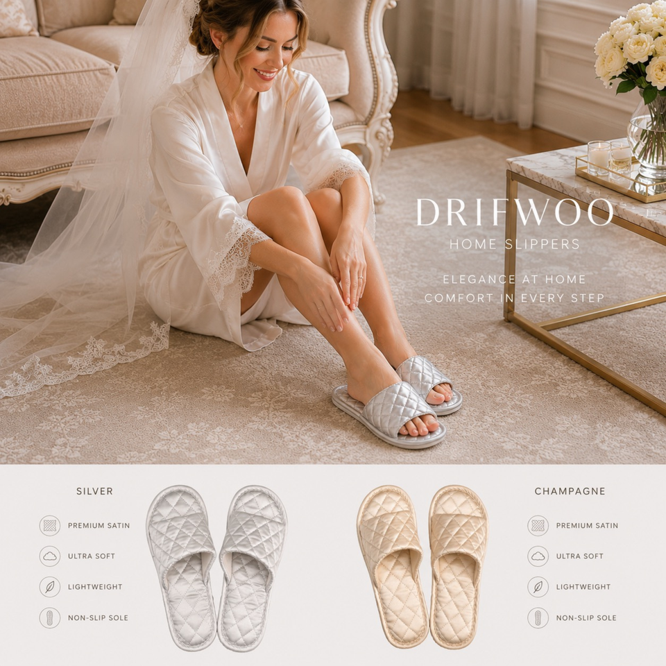 Quilted Satin House Slippers – Lightweight Indoor Comfort