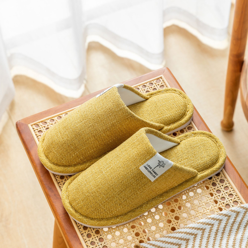 Women Cotton Flax Closed-toe House Slippers, Guests Slippers | Hotel Slippers