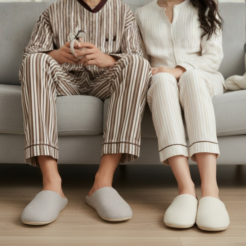 Quiet Stripe House Slippers – Lightweight Everyday Comfort