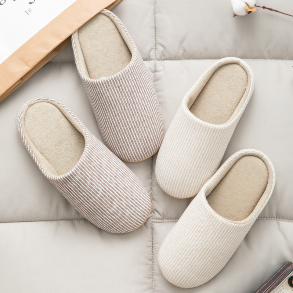Quiet Stripe House Slippers – Lightweight Everyday Comfort