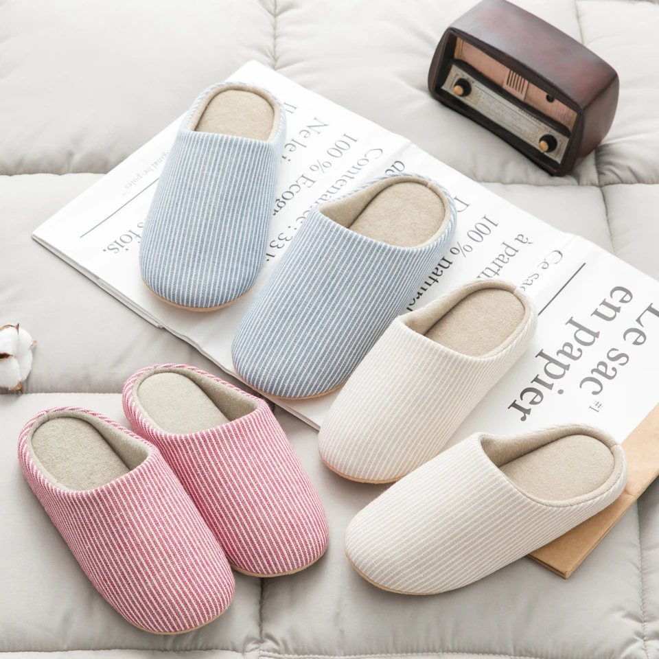 Quiet Stripe House Slippers – Lightweight Everyday Comfort