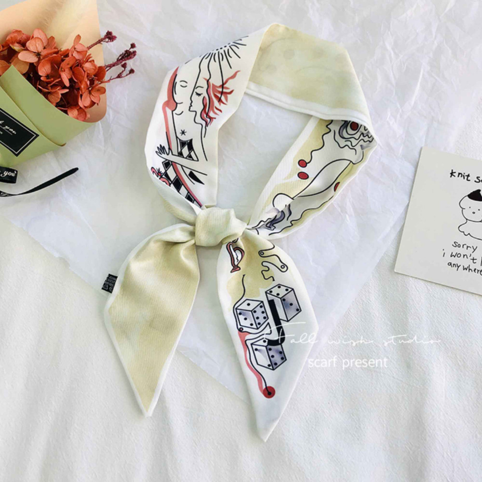 Initial Handle Ribbon Scarf| Purse Scarf| Band Hair| Neckerchief Scarf