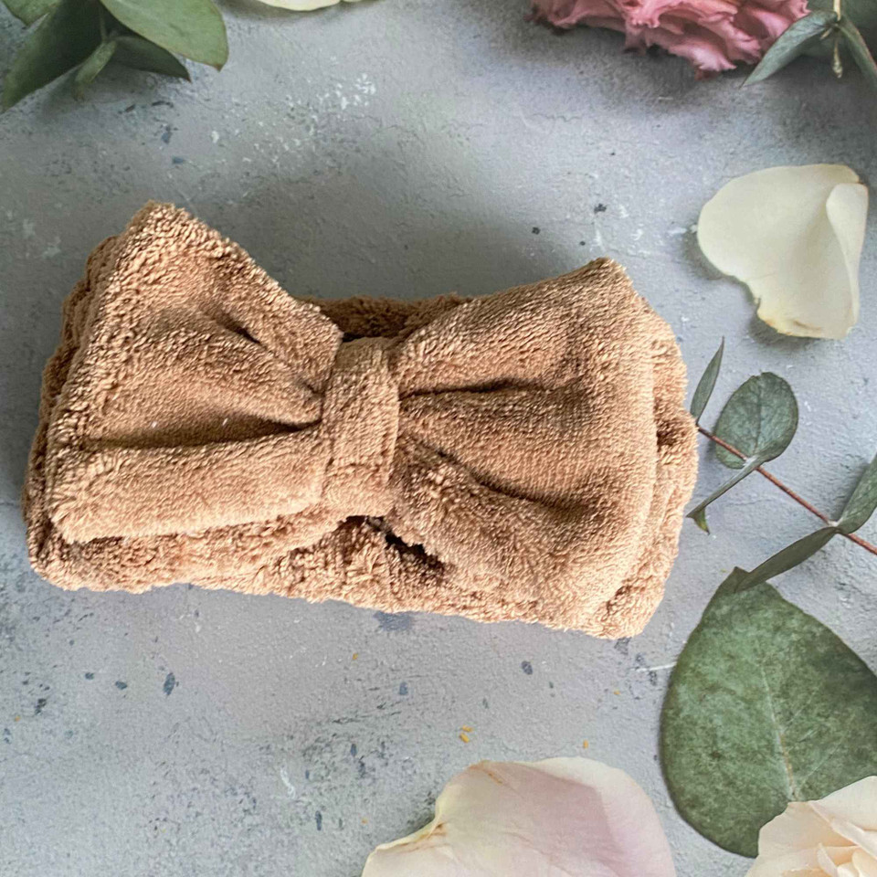 Stretch Plush Bow Headband – Multiple Colors for Skincare