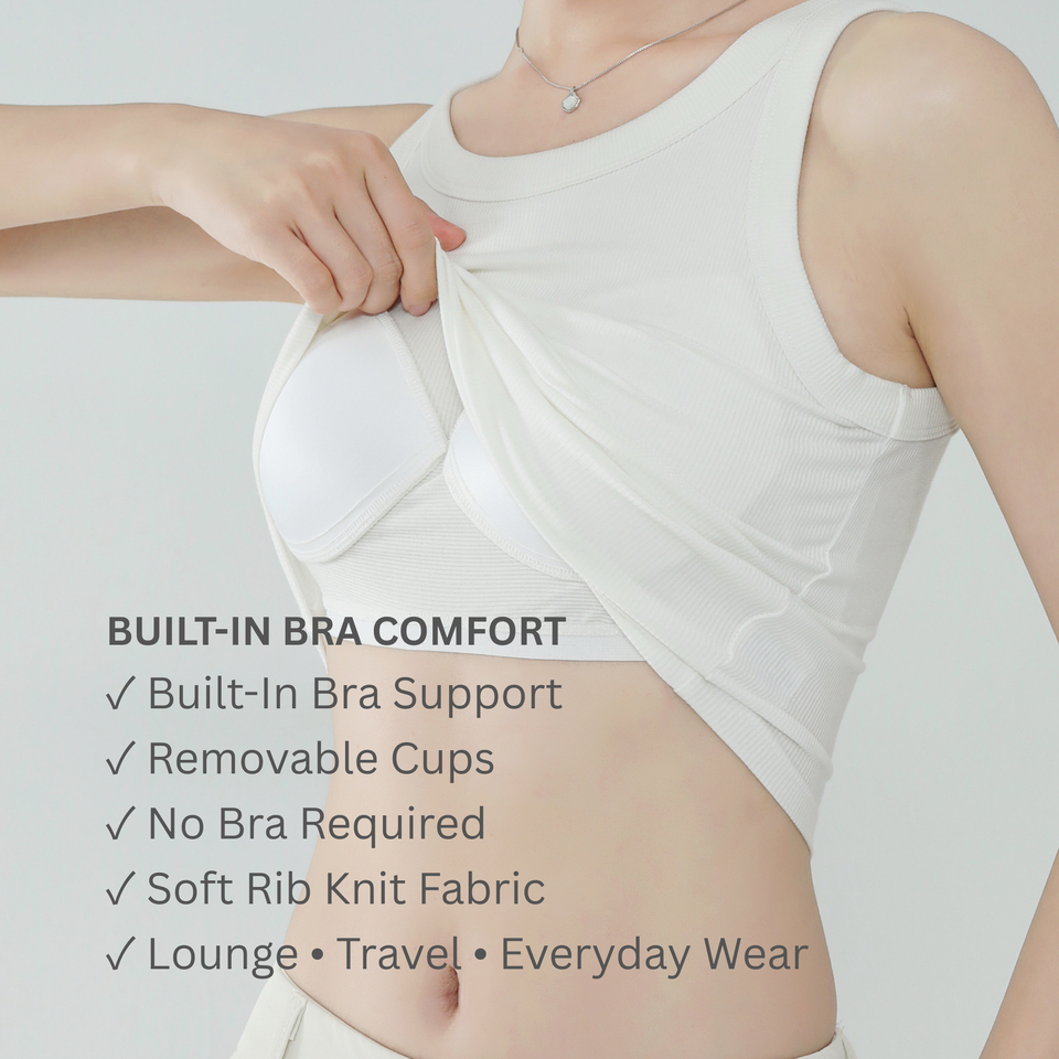 Ribbed Built-In Bra Tank – Everyday Comfort & Gentle Support