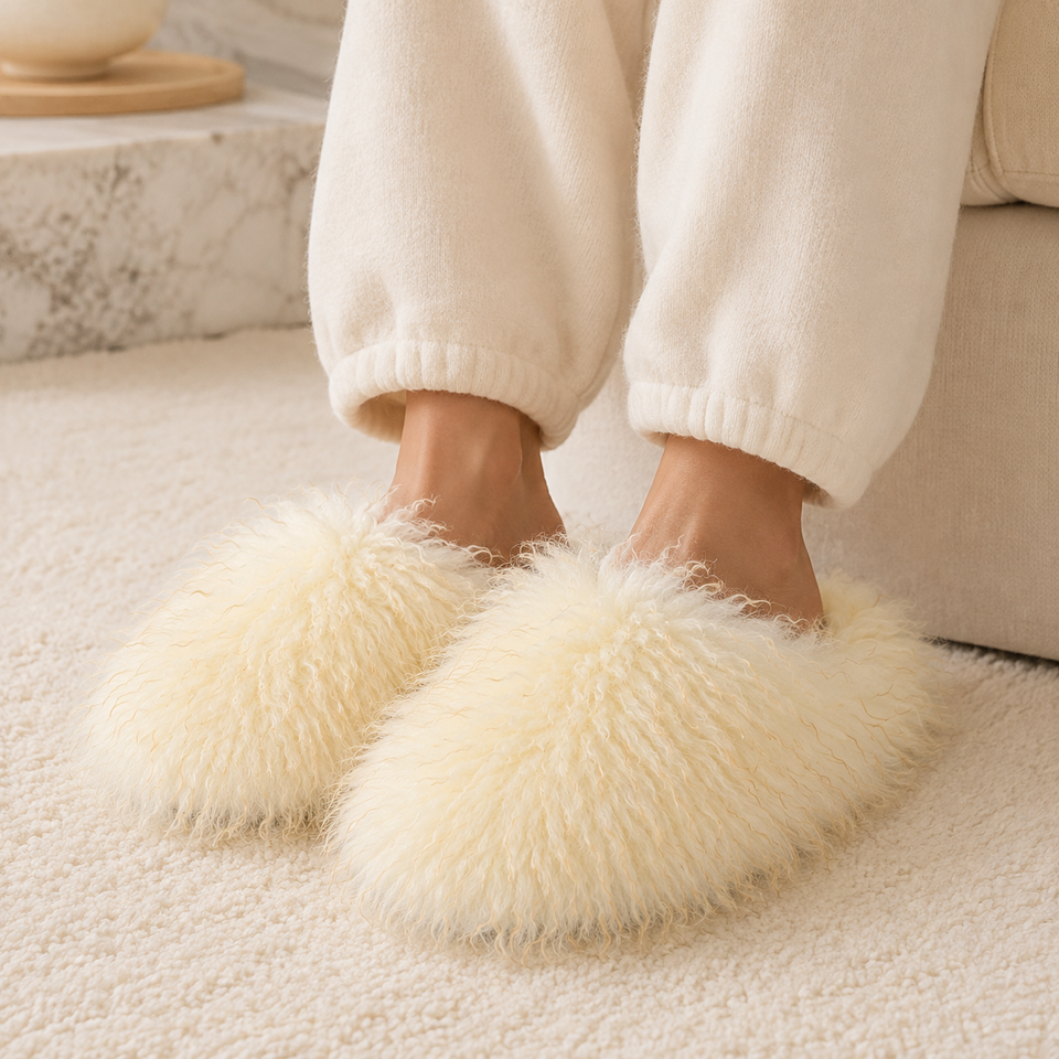 Shaggy Faux Fur Closed-Toe Slippers – Warm Everyday Comfort