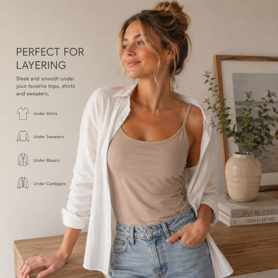 Modal Camisole with Built-In Shelf Bra – Adjustable Strap Essential