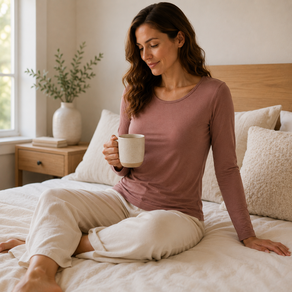 Essential Modal Long Sleeve Top with Built-In Bra