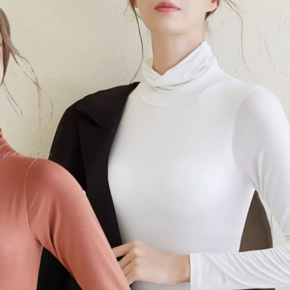 Soft Modal Turtleneck Base Layer Top – Sleek Long-Sleeve Innerwear with Bra-Friendly Design