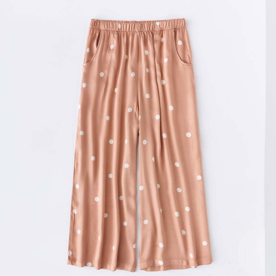 Relaxed Viscose Pajama Pants in Polka Dot and Floral Prints