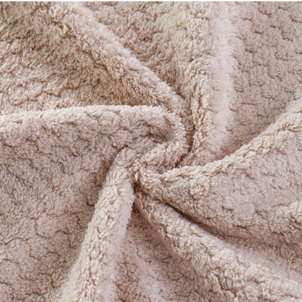 Close-up of the khaki hair towel texture