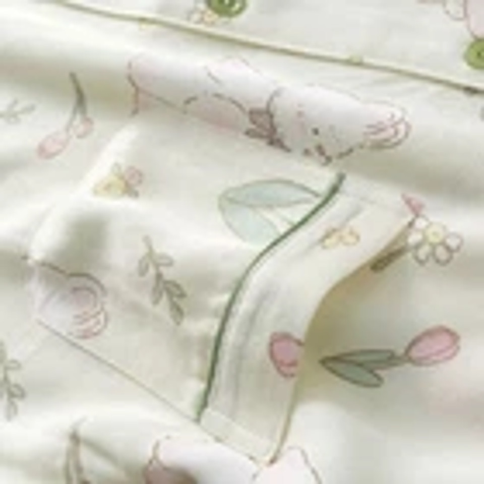 Soft Bamboo Cotton Pajama Set with Woodland Print. Relaxed Fit Top, Elastic Waist Pants. Ideal for Summer Lounging, Spa Gifts and Boutique Displays