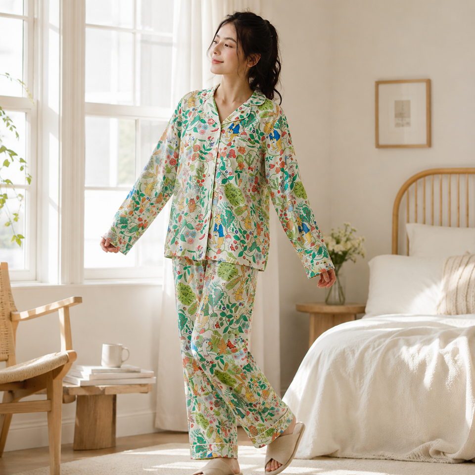 Botanical Garden Relaxed Pajama Set – Playful Button-Front Sleepwear