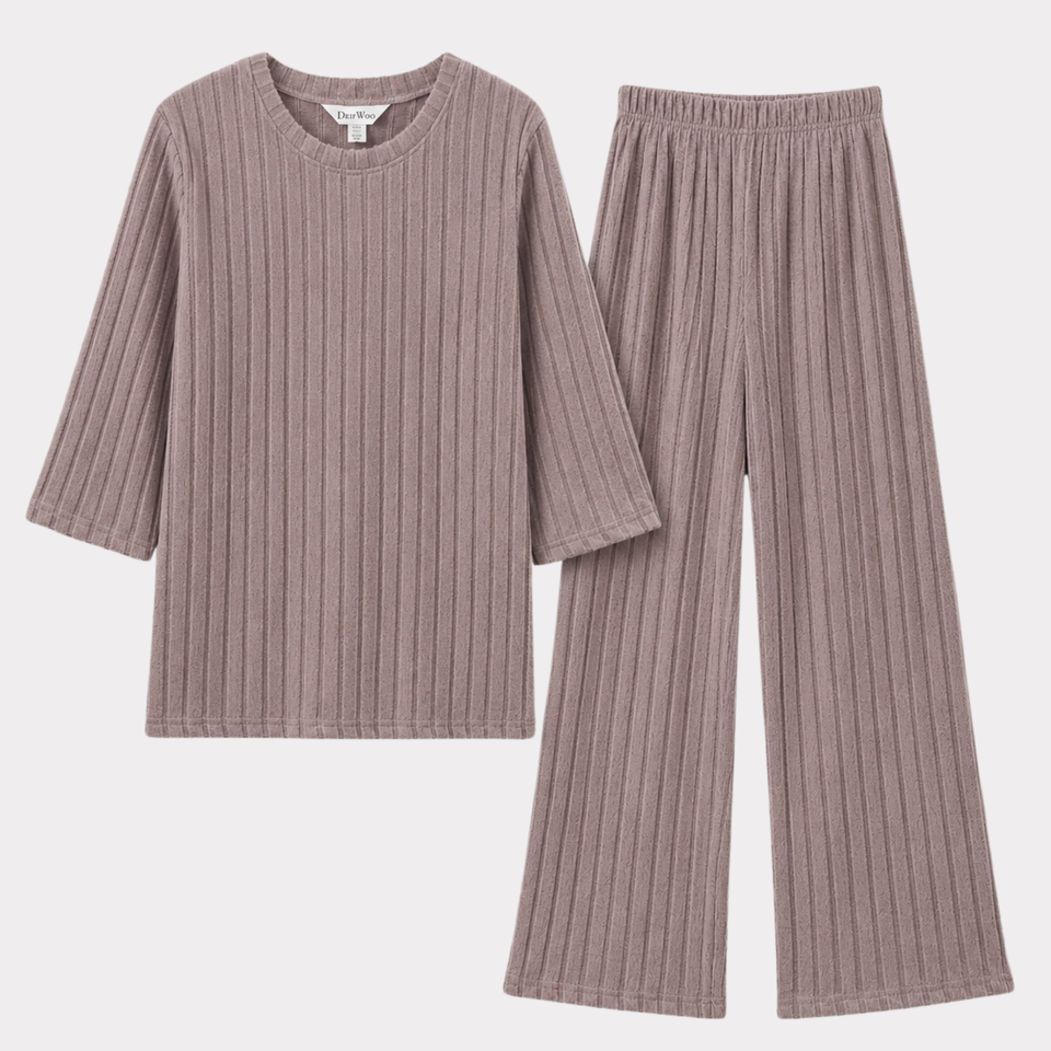 CloudKnit Relaxed Fit – Ribbed Lounge Pajama Set