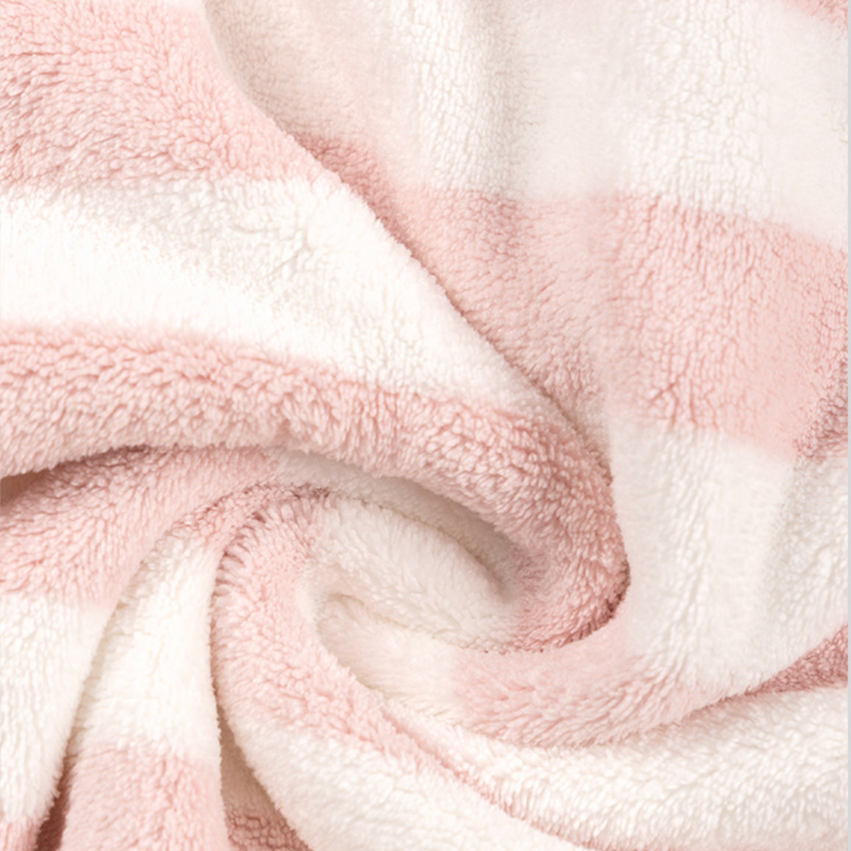 Plush Striped Spa Wrap – Cozy Holiday Bath Towel with Bow Detail