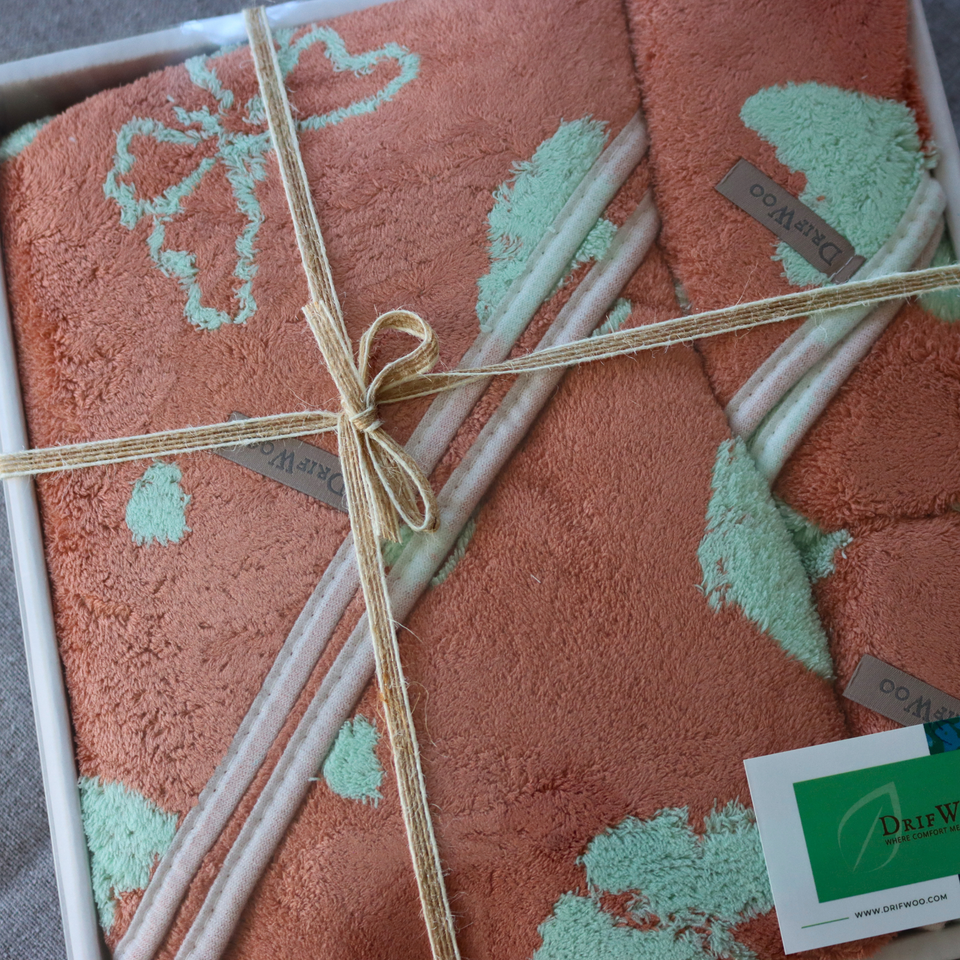 Cotton Terry Botanical Face Towel Set – Soft Absorbent Daily Towels