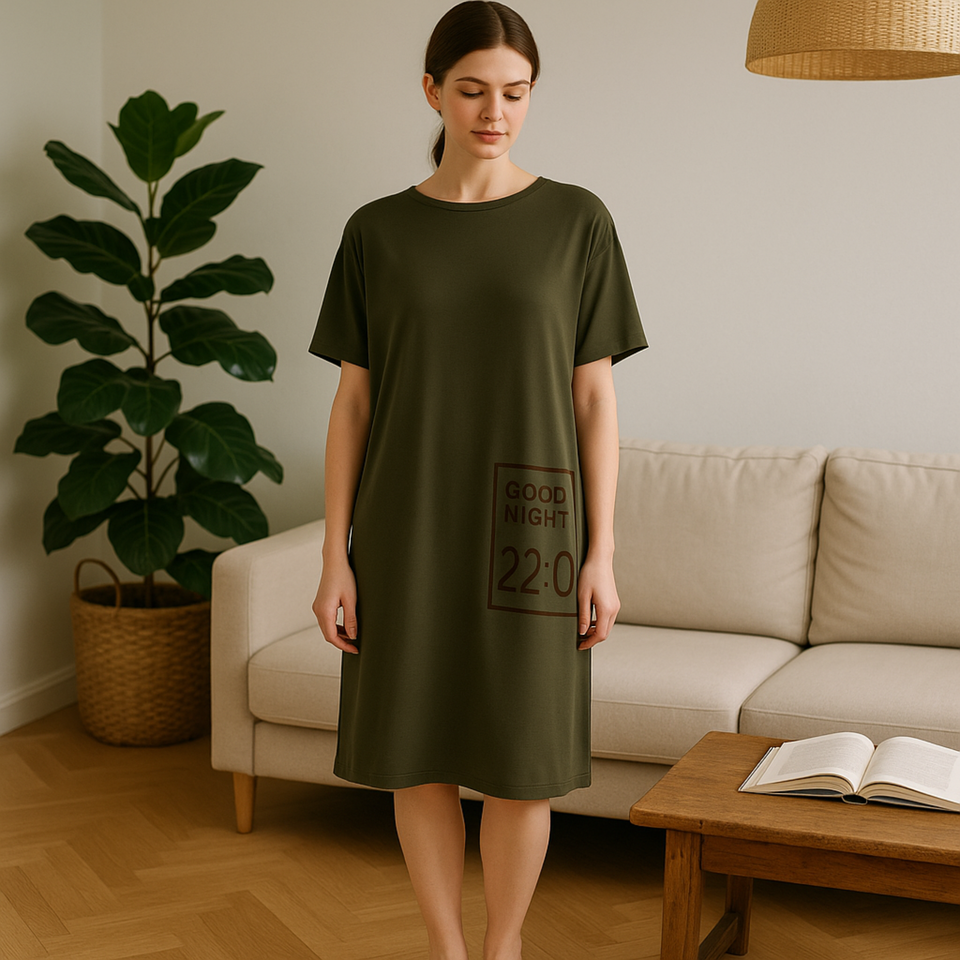 Soft Jersey Sleep Dress & Pom-Pom Slipper Set – Cozy Lounge Gift Set