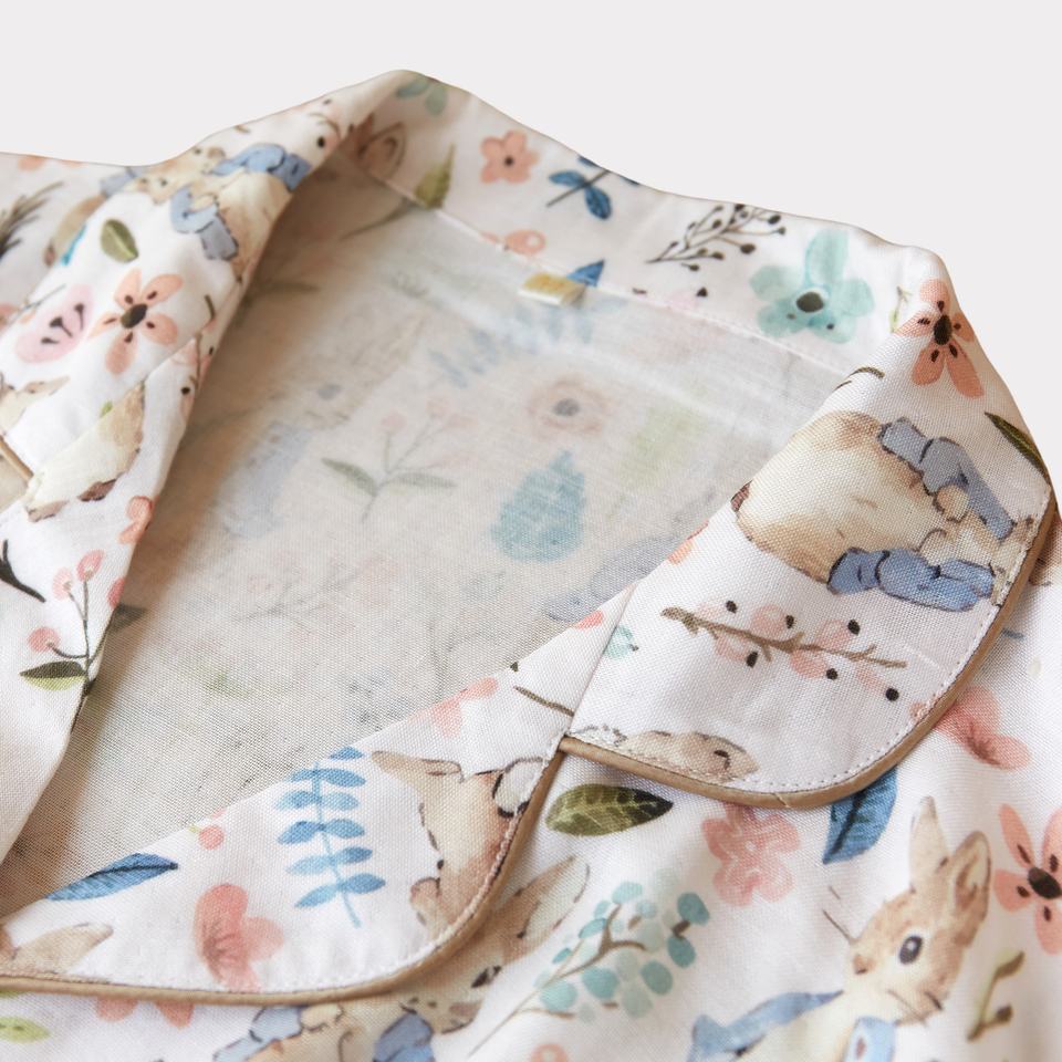 Cotton Relaxed Pajama Set – Soft Botanical Print Lounge Set