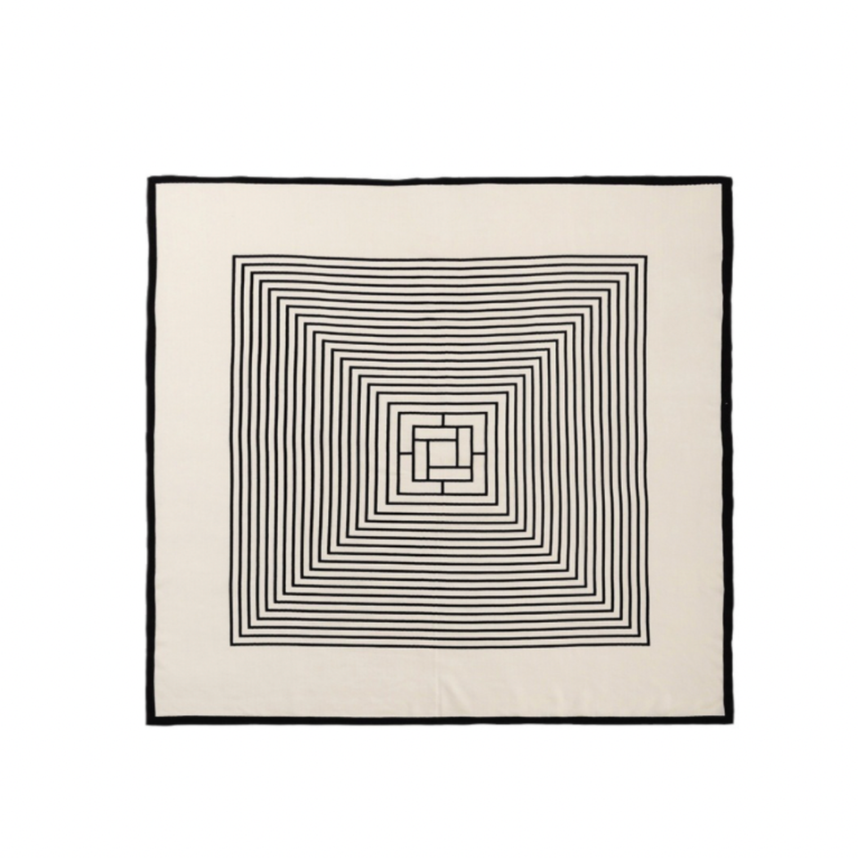 100% Wool Square Scarf – Geometric Border Wrap