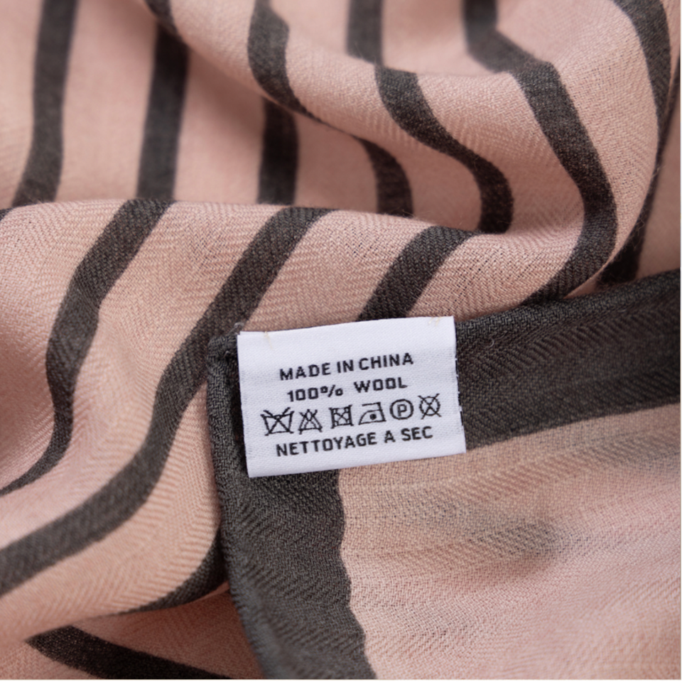 100% Wool Square Scarf – Geometric Border Wrap