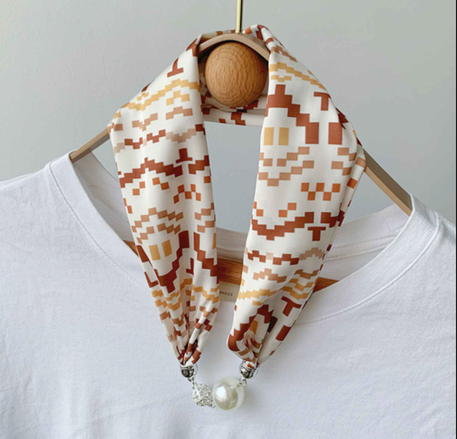 Pearl-Accent Satin Scarf Necklace