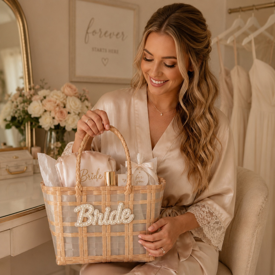 Personalized Woven Gift Tote – Bride Babe & Mrs Collection