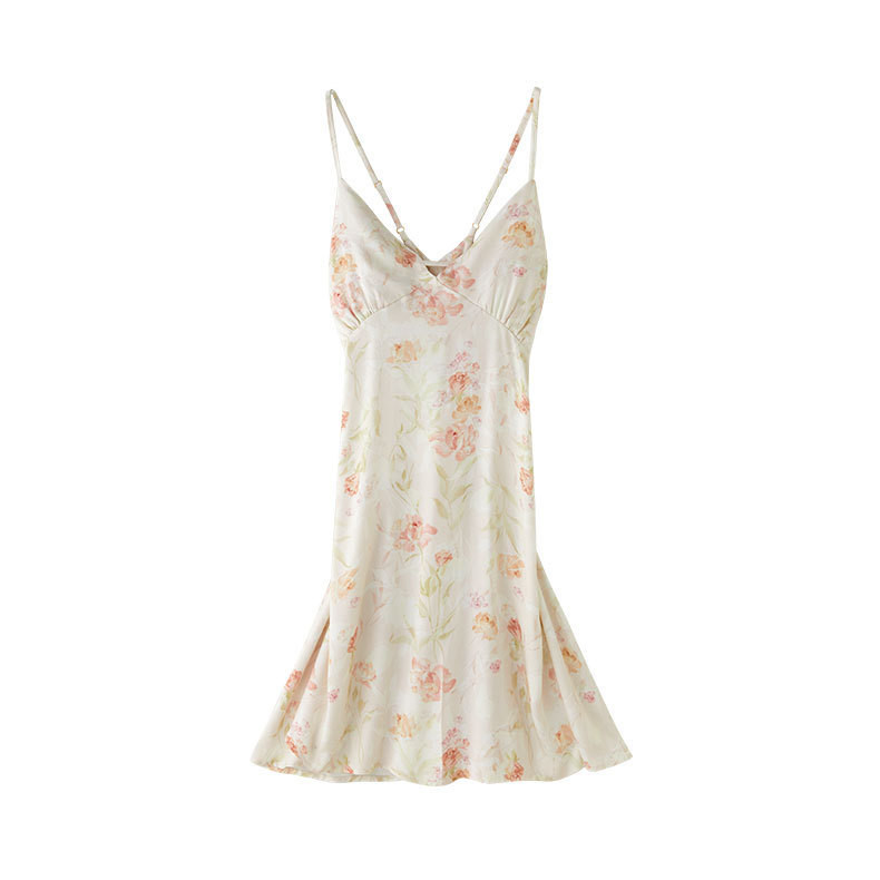 Botanical floral slip dress flat lay