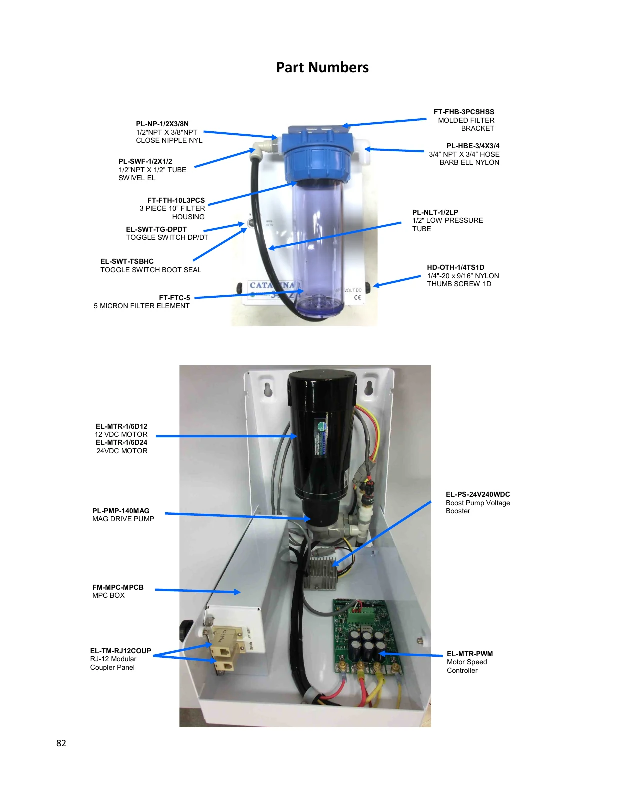 Feed pump, motor and prefilter — Spectra Catalina 340Z MPC drawing, page 82