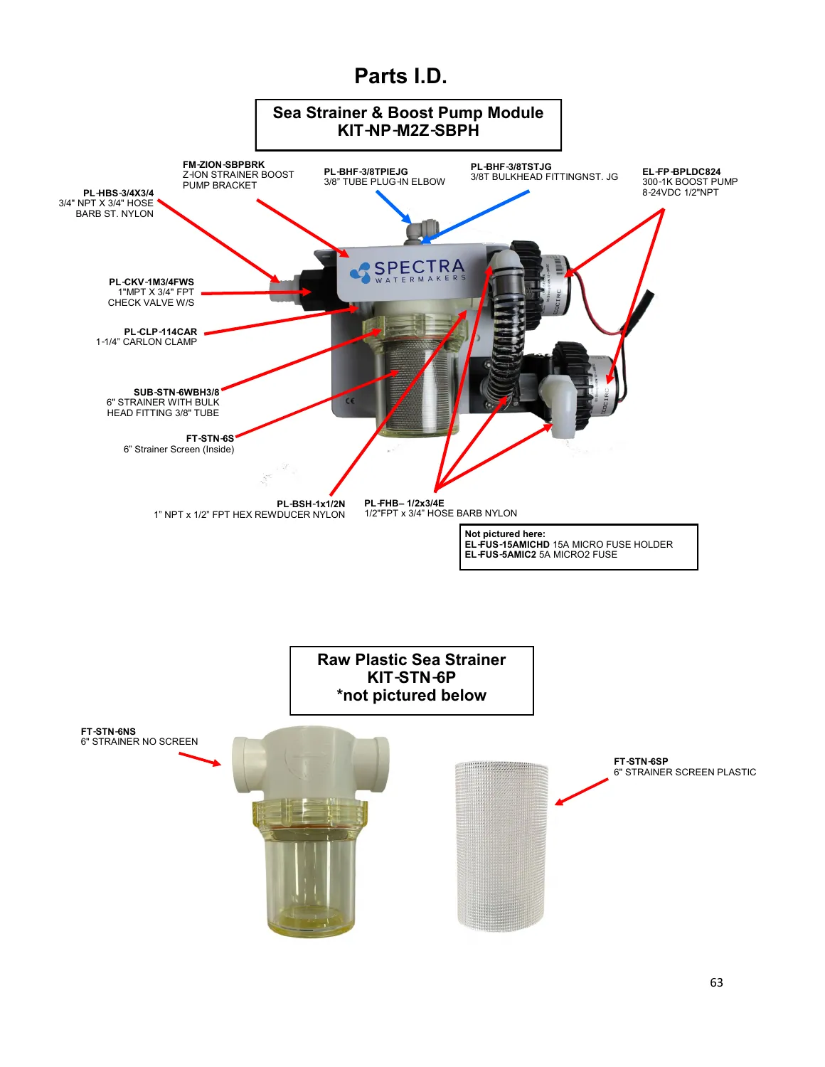 Sea strainer and boost pump — Spectra reference page 63