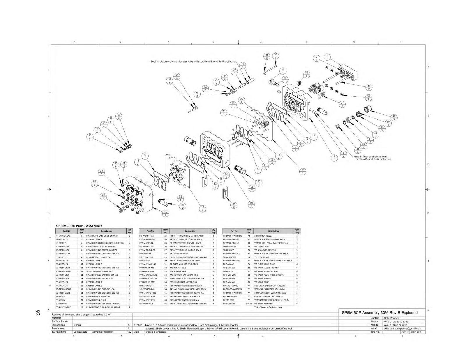 Spectra Later 30% SP5M exploded assembly and parts key, PDF page 92