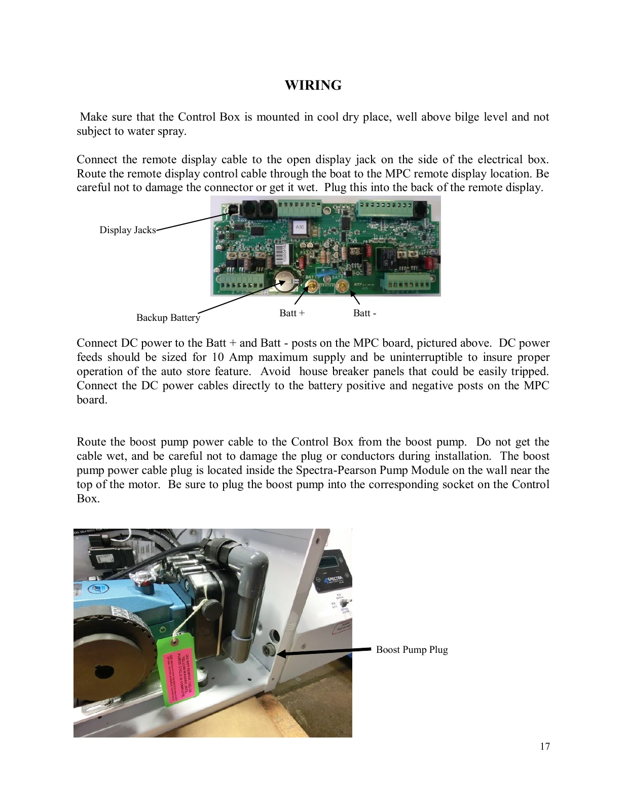 Spectra Separate DC controls connections, PDF page 17