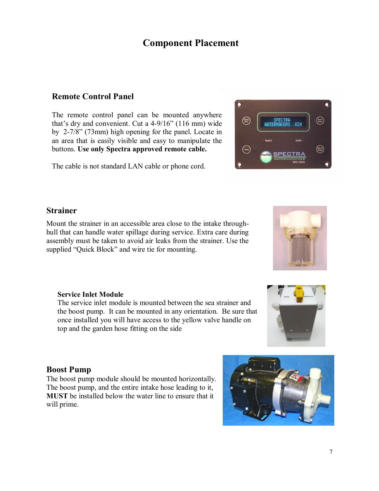 Spectra Strainer, inlet service valve and booster installation, PDF page 7