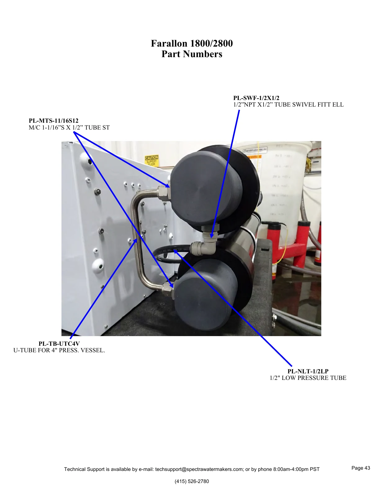 Spectra Vessel plumbing and low-pressure product tubing, PDF page 43