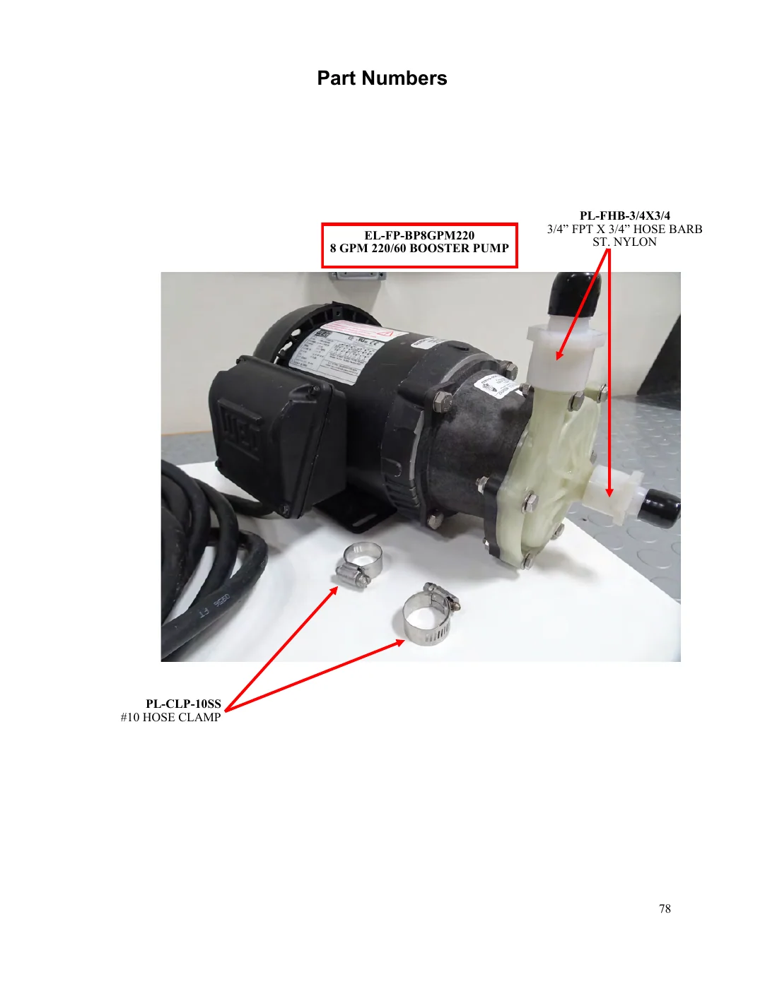 Intake booster pump — Spectra reference page 78