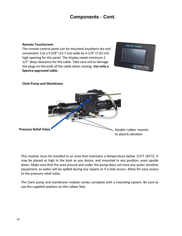 Spectra Clark Pump / membrane and touchscreen mounting, PDF page 14