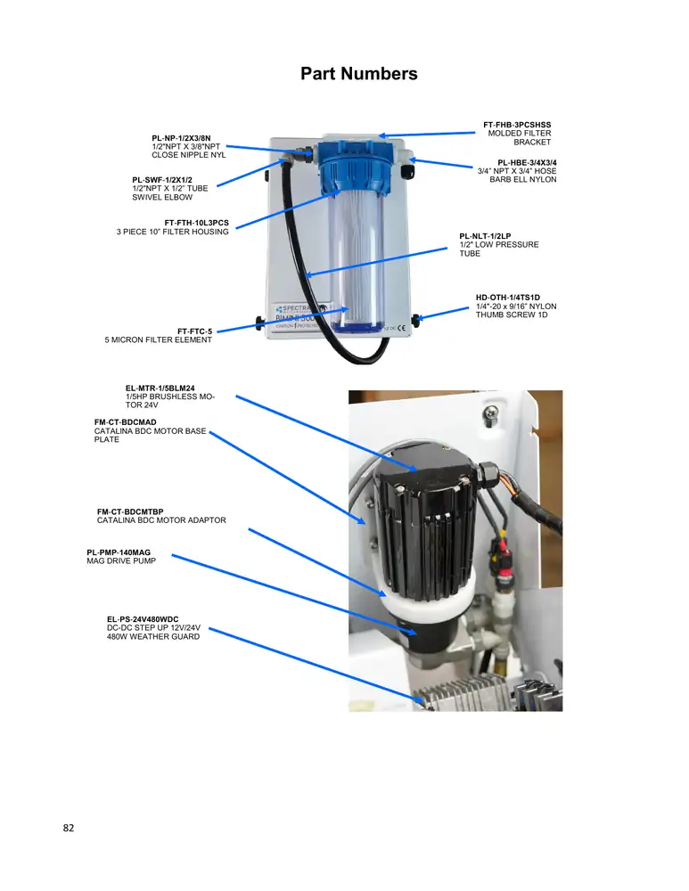 Spectra Bimini component / exploded map 82, PDF page 82