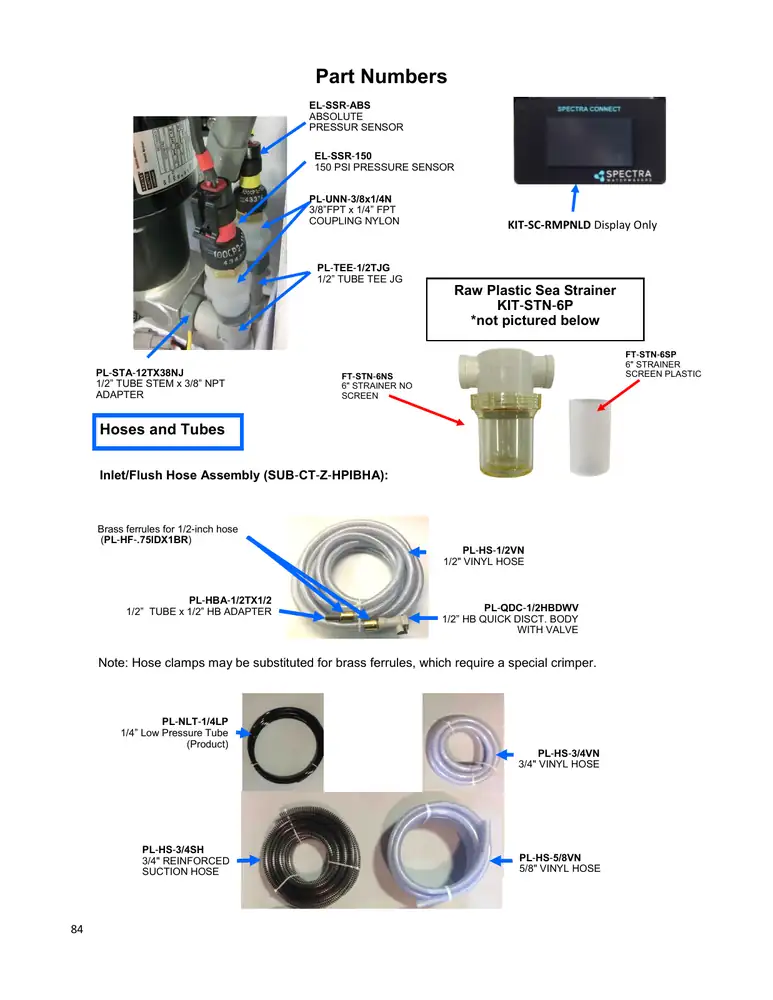 Spectra Bimini component / exploded map 84, PDF page 84