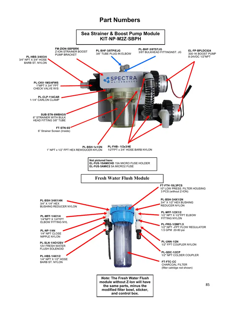 Spectra Bimini component / exploded map 85, PDF page 85